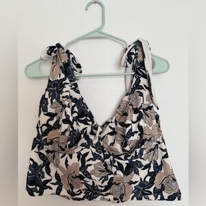 Floral Tie-Strap swim top
